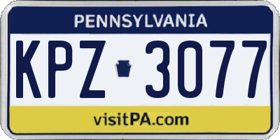 PA license plate KPZ3077