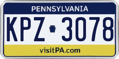 PA license plate KPZ3078