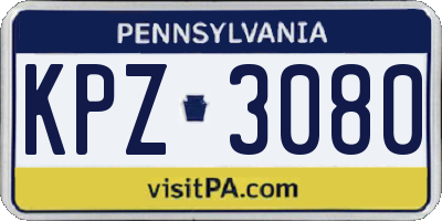 PA license plate KPZ3080