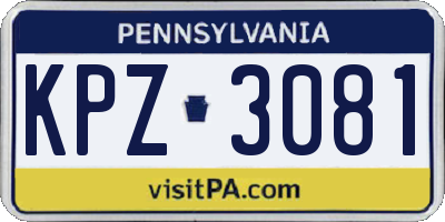 PA license plate KPZ3081