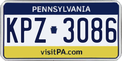 PA license plate KPZ3086