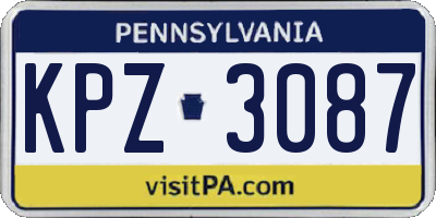 PA license plate KPZ3087