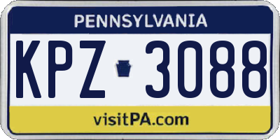 PA license plate KPZ3088