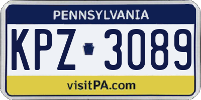 PA license plate KPZ3089