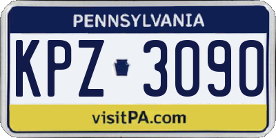 PA license plate KPZ3090