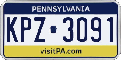 PA license plate KPZ3091