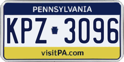 PA license plate KPZ3096