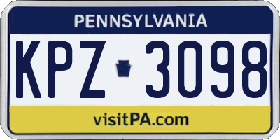 PA license plate KPZ3098
