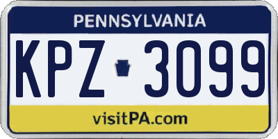 PA license plate KPZ3099