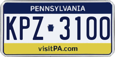 PA license plate KPZ3100