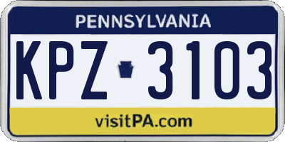 PA license plate KPZ3103