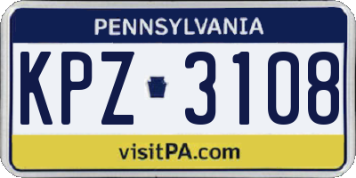 PA license plate KPZ3108