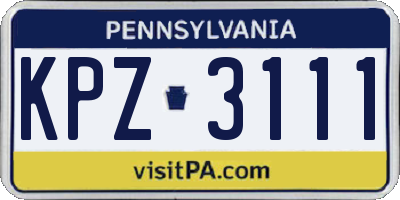 PA license plate KPZ3111