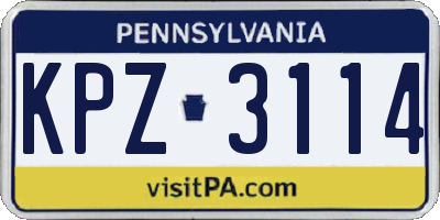 PA license plate KPZ3114
