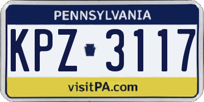 PA license plate KPZ3117