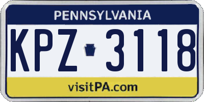 PA license plate KPZ3118