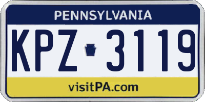 PA license plate KPZ3119