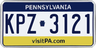 PA license plate KPZ3121