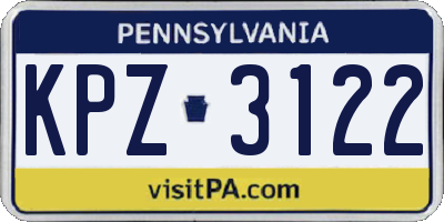 PA license plate KPZ3122