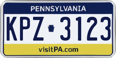 PA license plate KPZ3123