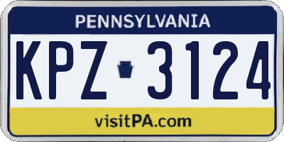 PA license plate KPZ3124