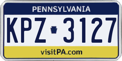 PA license plate KPZ3127