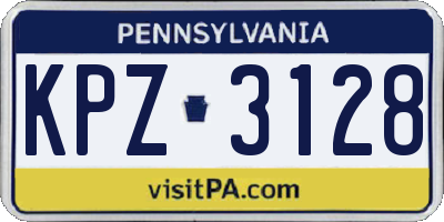 PA license plate KPZ3128