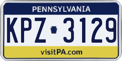 PA license plate KPZ3129