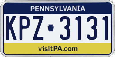 PA license plate KPZ3131