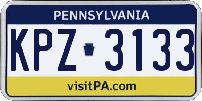 PA license plate KPZ3133