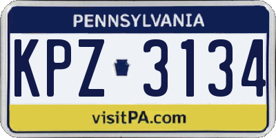 PA license plate KPZ3134
