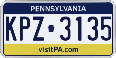 PA license plate KPZ3135
