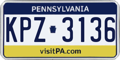 PA license plate KPZ3136
