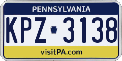 PA license plate KPZ3138
