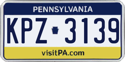 PA license plate KPZ3139