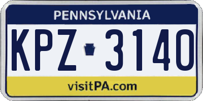 PA license plate KPZ3140