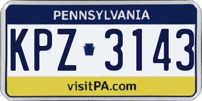 PA license plate KPZ3143