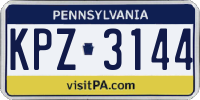 PA license plate KPZ3144