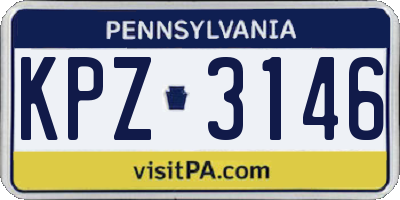 PA license plate KPZ3146