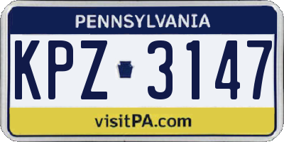 PA license plate KPZ3147