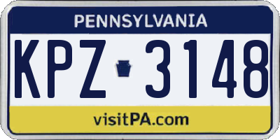 PA license plate KPZ3148