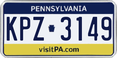 PA license plate KPZ3149