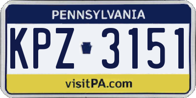 PA license plate KPZ3151