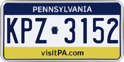 PA license plate KPZ3152