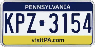 PA license plate KPZ3154