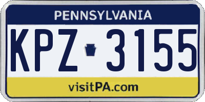 PA license plate KPZ3155
