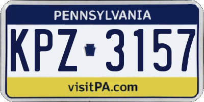 PA license plate KPZ3157