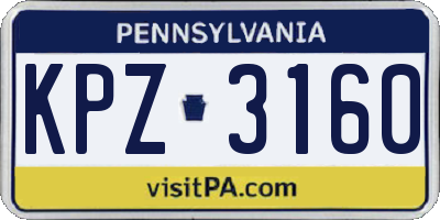 PA license plate KPZ3160