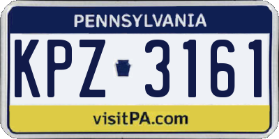 PA license plate KPZ3161