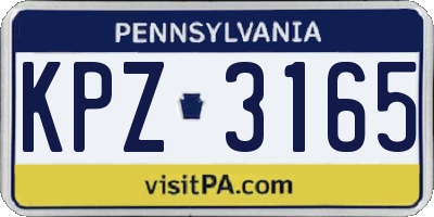 PA license plate KPZ3165